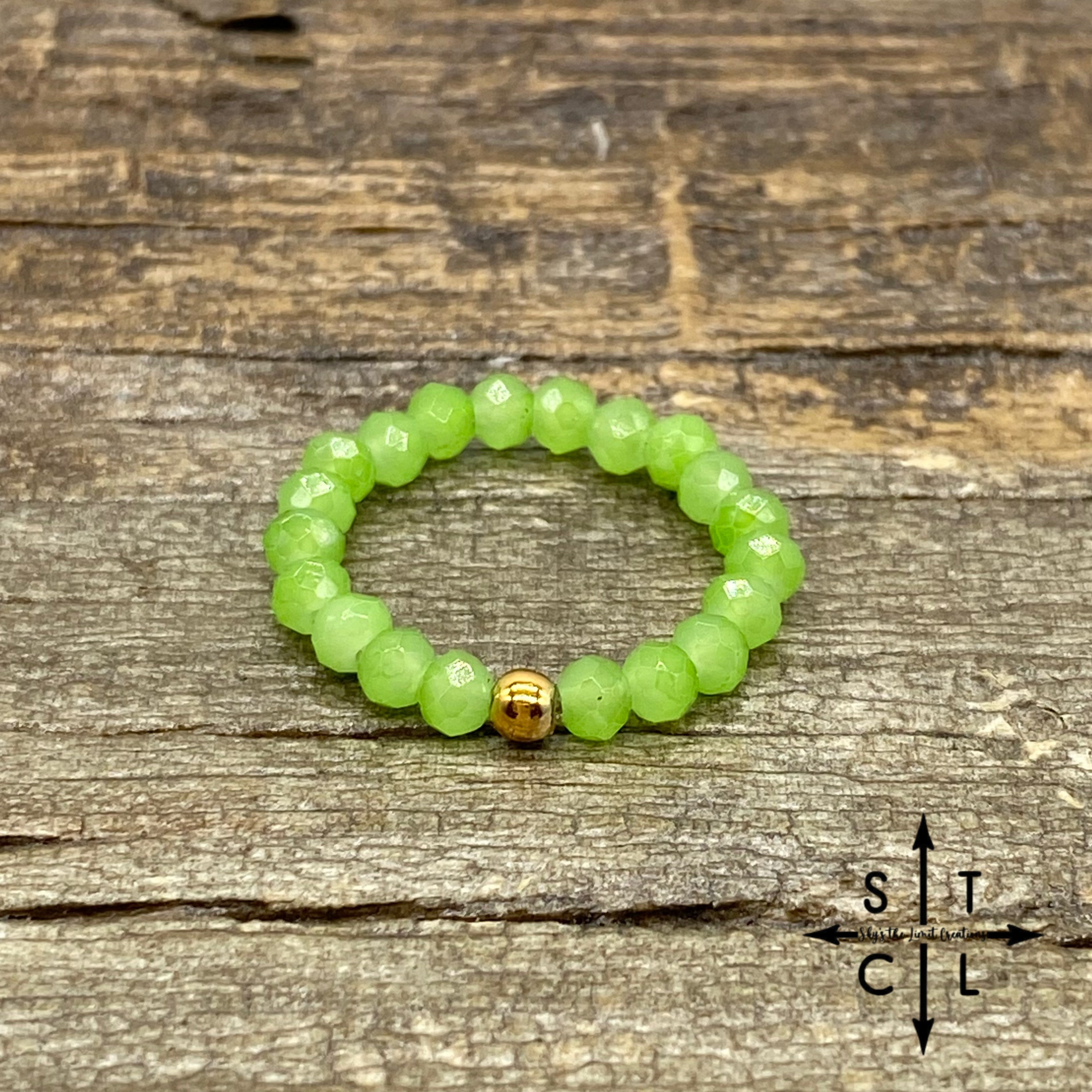 Clear Green Crystal Stretch Ring