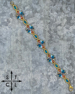 Turquoise Clear Orange Light Blue Gold Dallis Bracelet