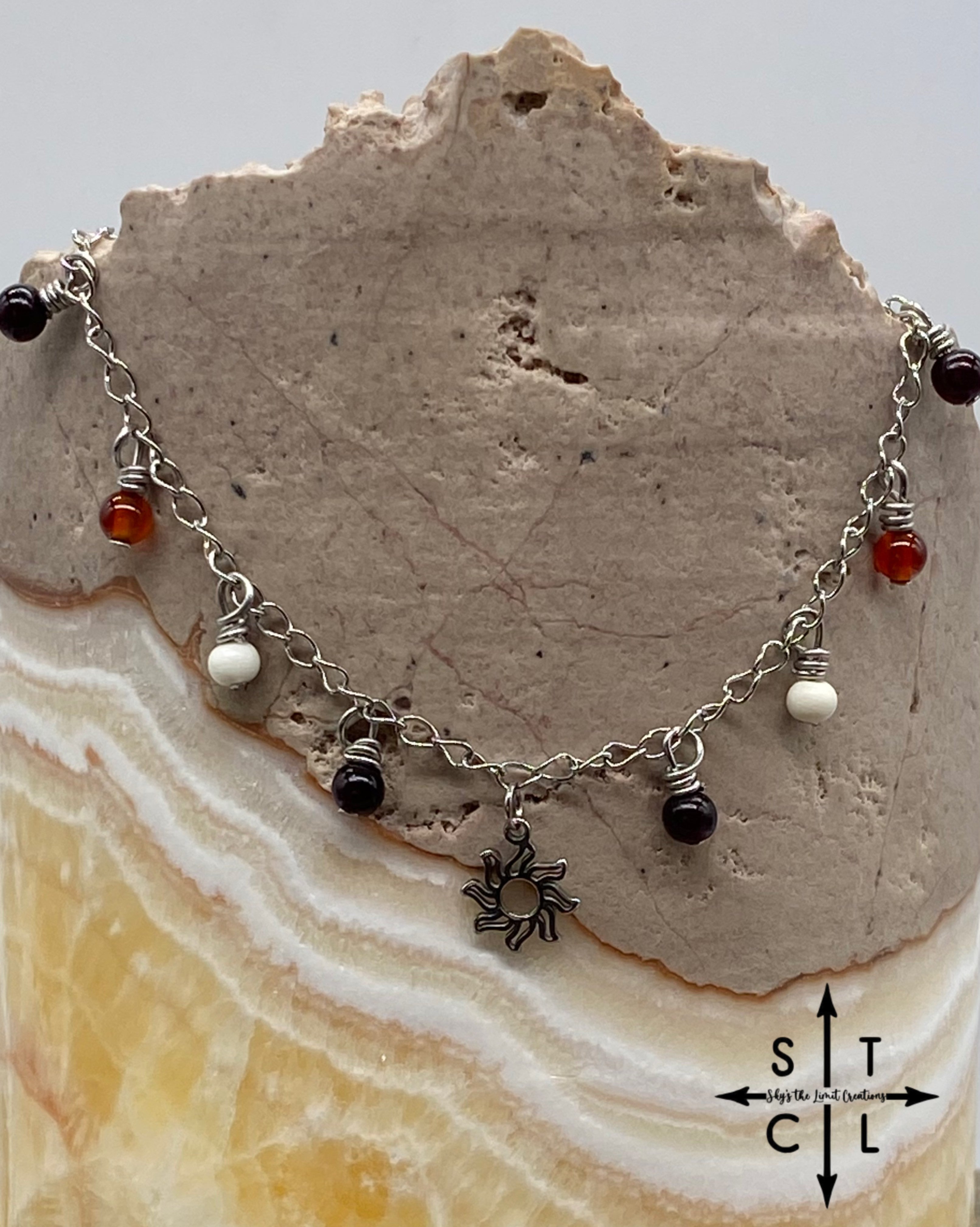Sun Garnet White Orange Katy Anklet