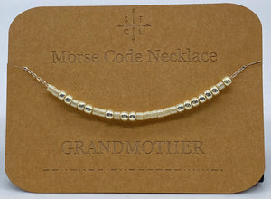 Morse Code Necklace Grandmother Silver