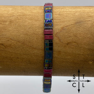 Tila Bracelet Shimmer& Matte Peacock Blue Dark Pink Gunmetal Silver
