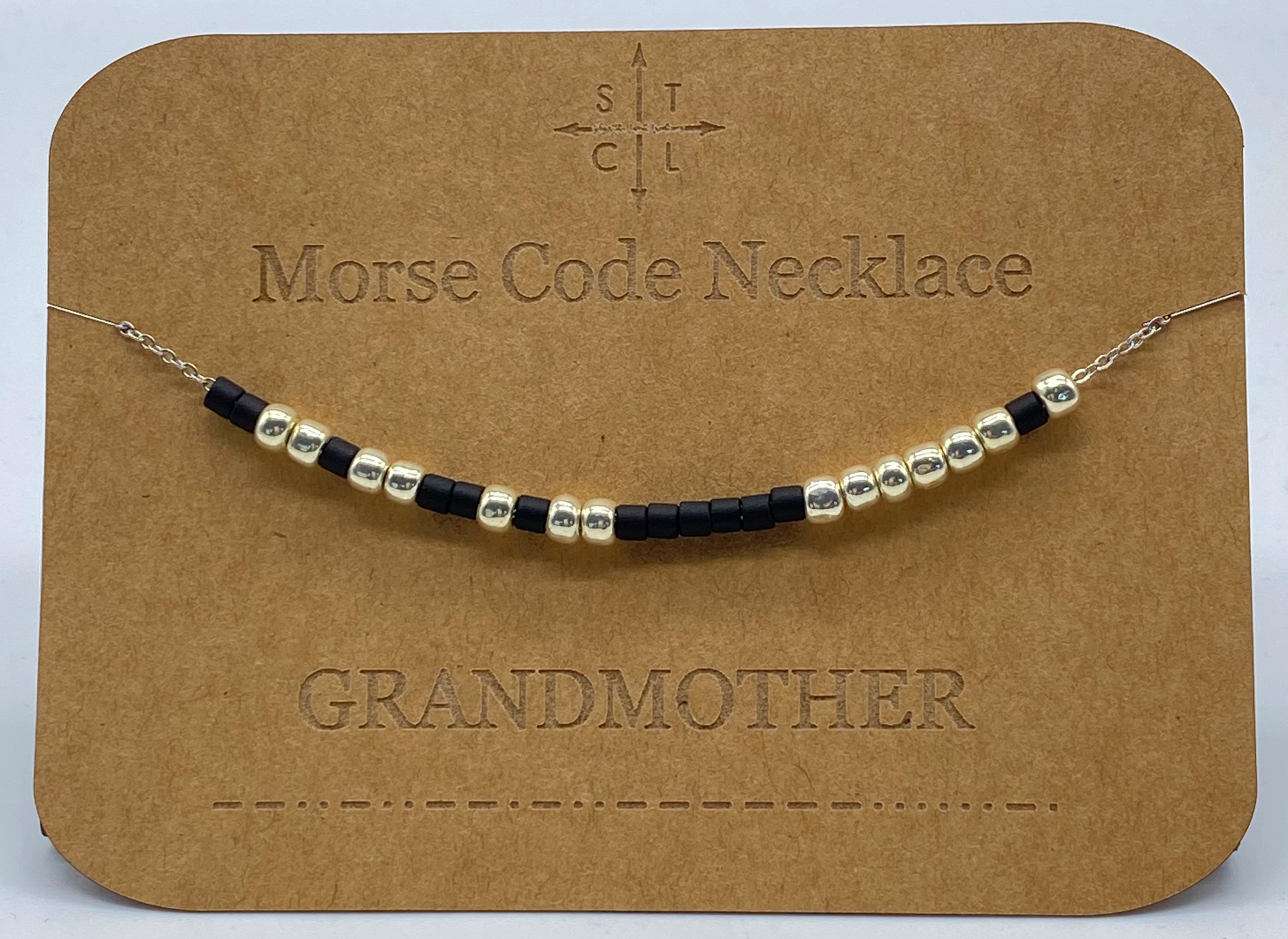 Morse Code Necklace Grandmother Silver
