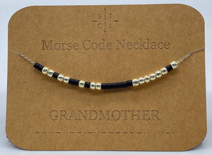Morse Code Necklace Grandmother Silver