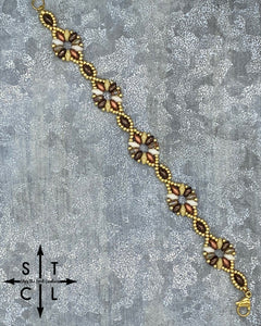 Brown Beige White Clear Gold Dallis Bracelet