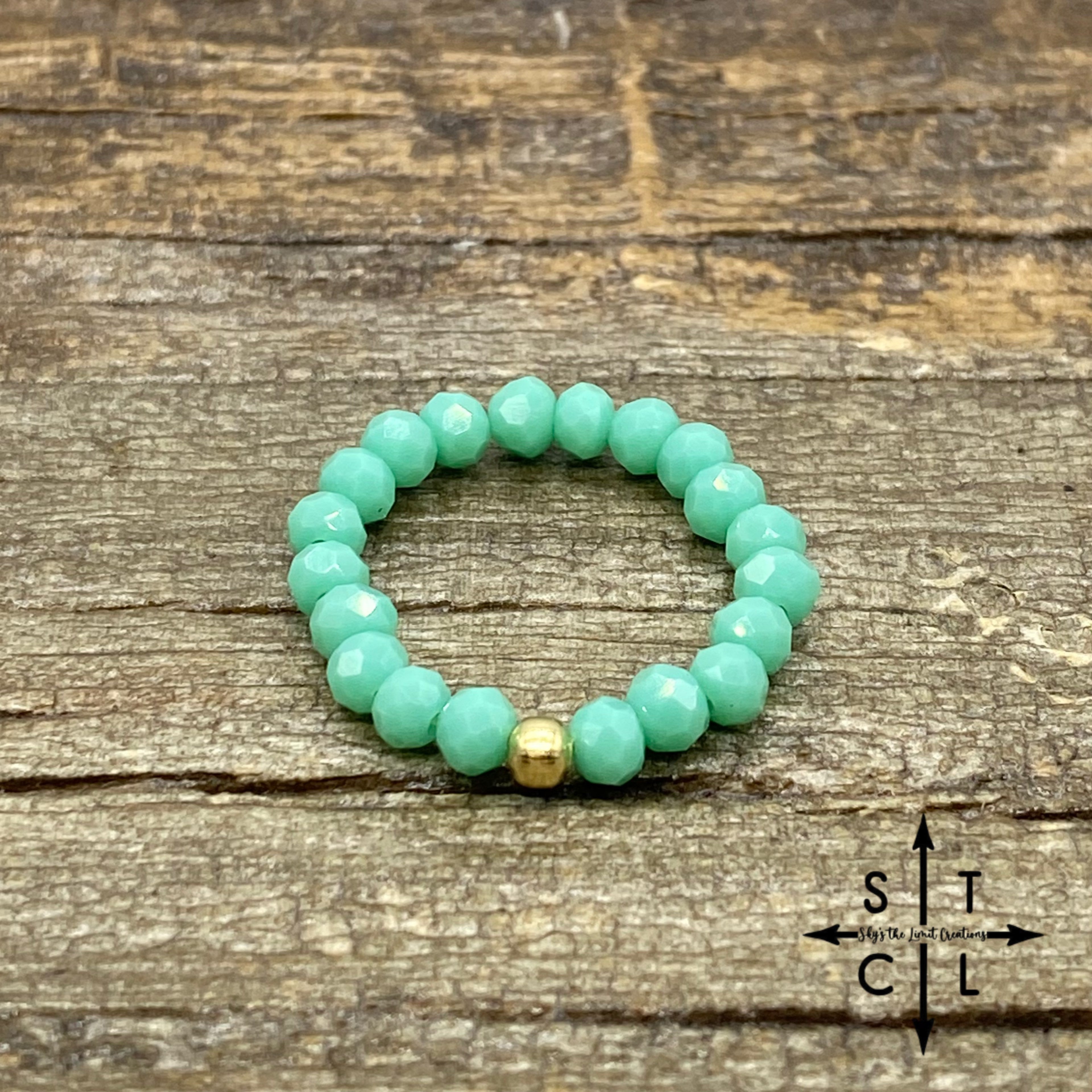 Light Turquoise Crystal Stretch Ring