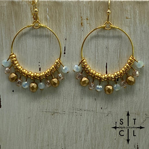 Rebecca Mini Earrings Light Blue Pink Gold