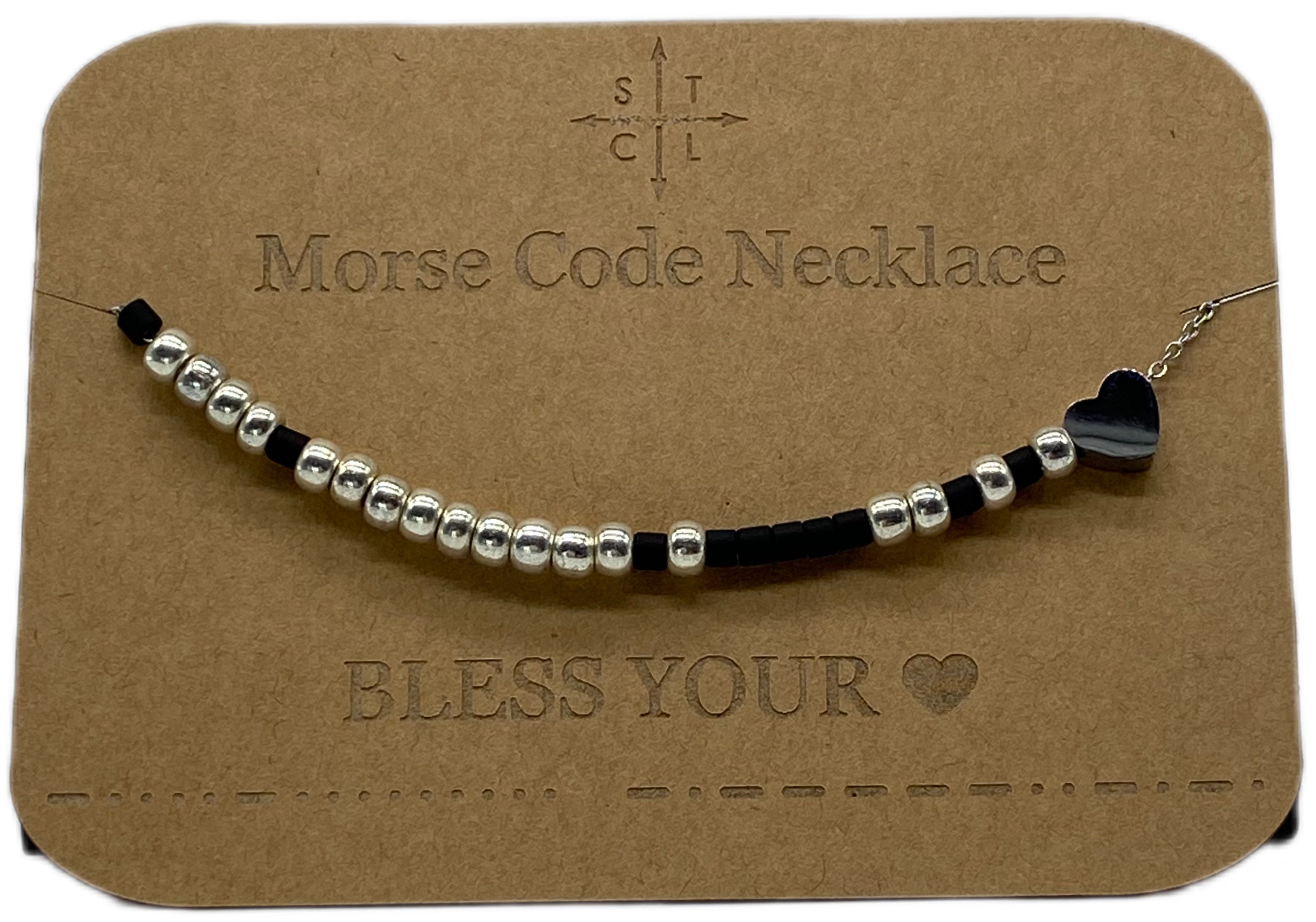 Morse Code Necklace BLESS YOUR🖤 Silver