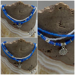 Load image into Gallery viewer, Frosted Blue White Silver Stretchy Anklet
