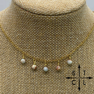 Sky Blue Burnt Orange Gold Katy Necklace