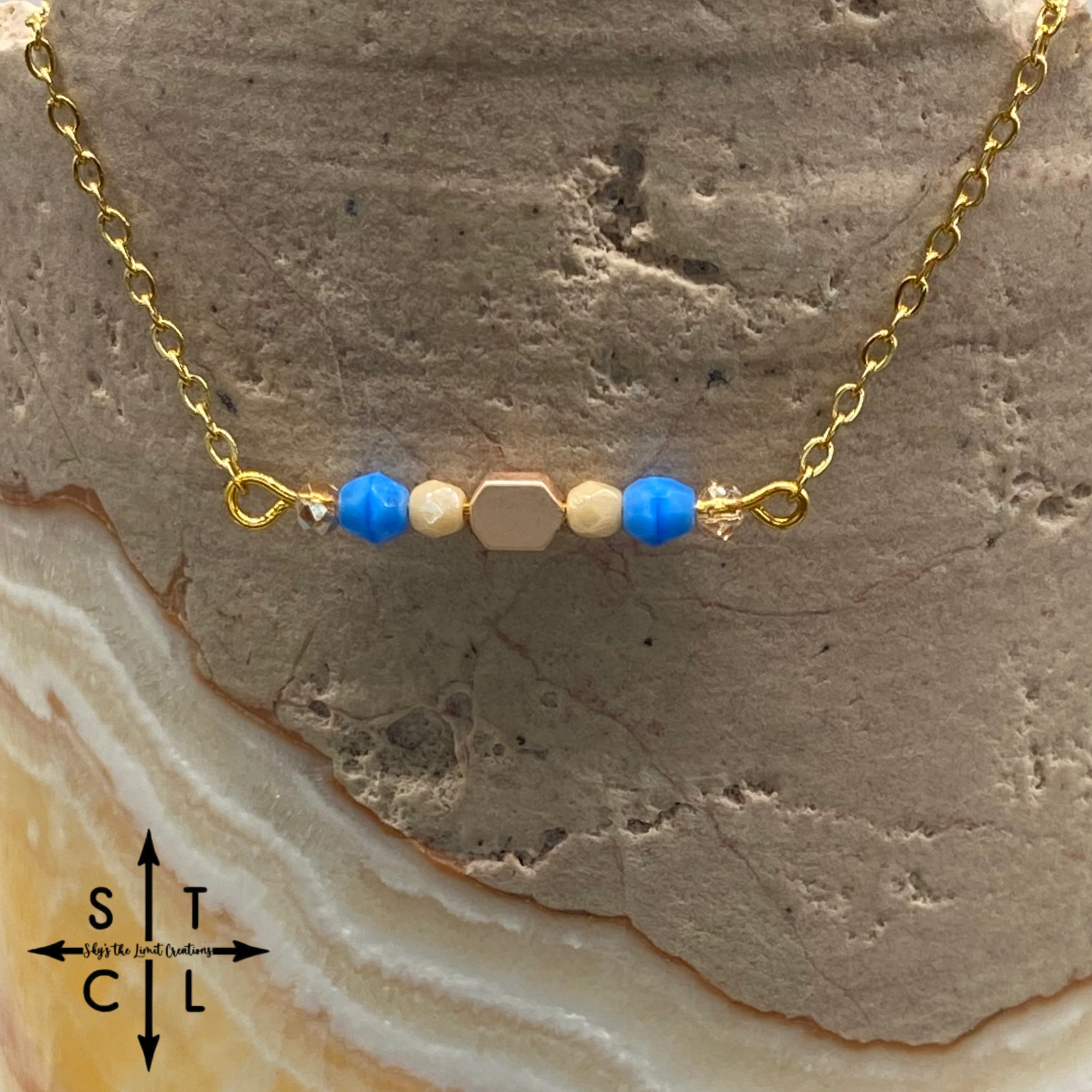 Bright Blue Off White Gold Barbara