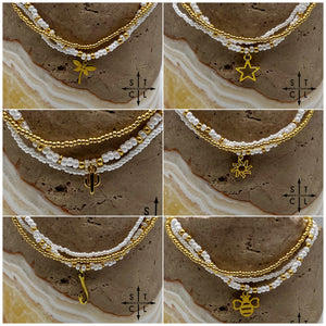 Pearl White Gold Stretchy Anklet