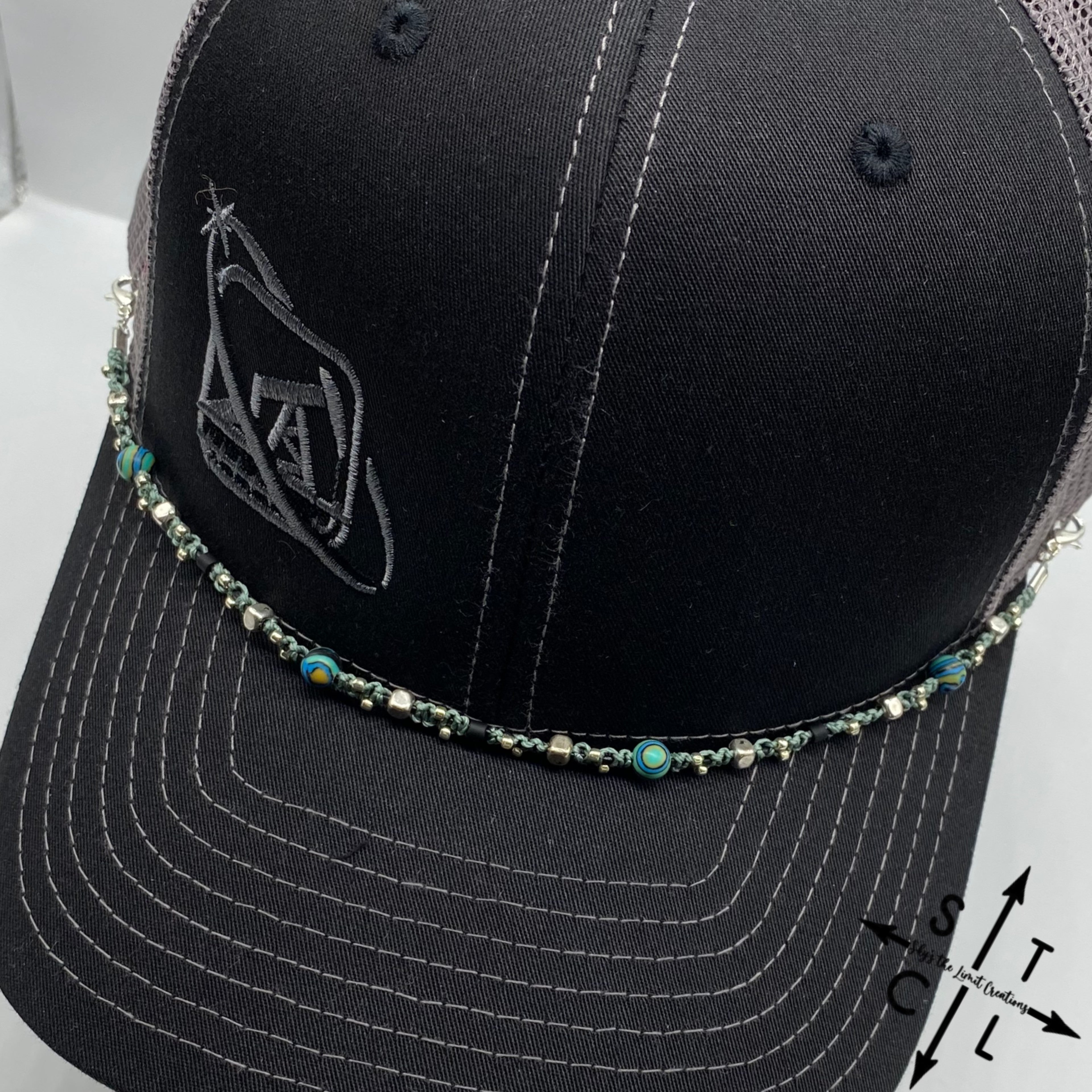 Malachite Turquoise Black Silver Trucker Hat Chain