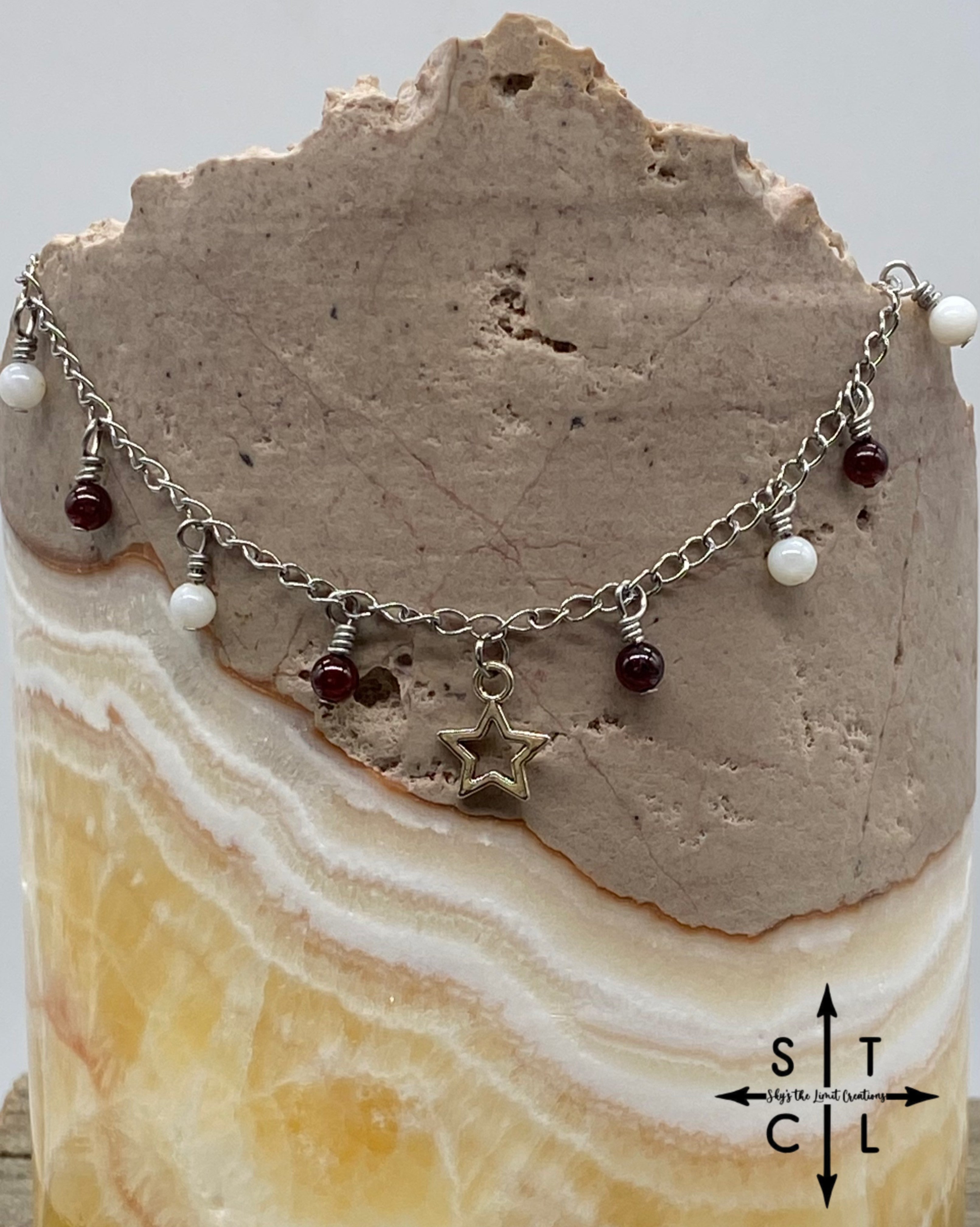Star Maroon White Katy Anklet