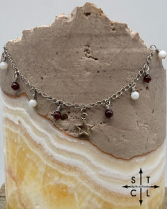 Star Maroon White Katy Anklet