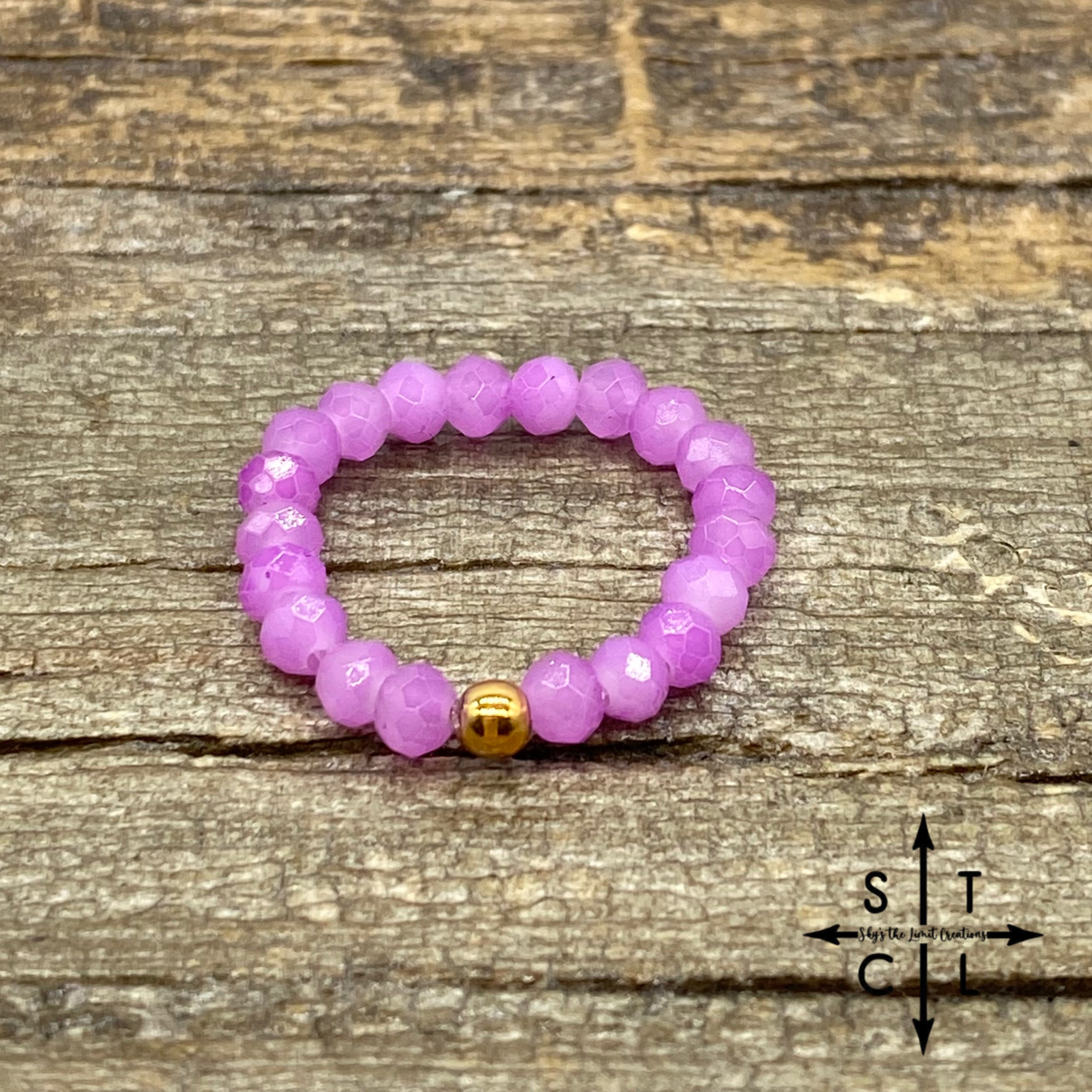 Purple Pink Crystal Stretch Ring