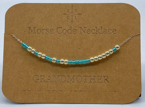 Morse Code Necklace Grandmother Silver