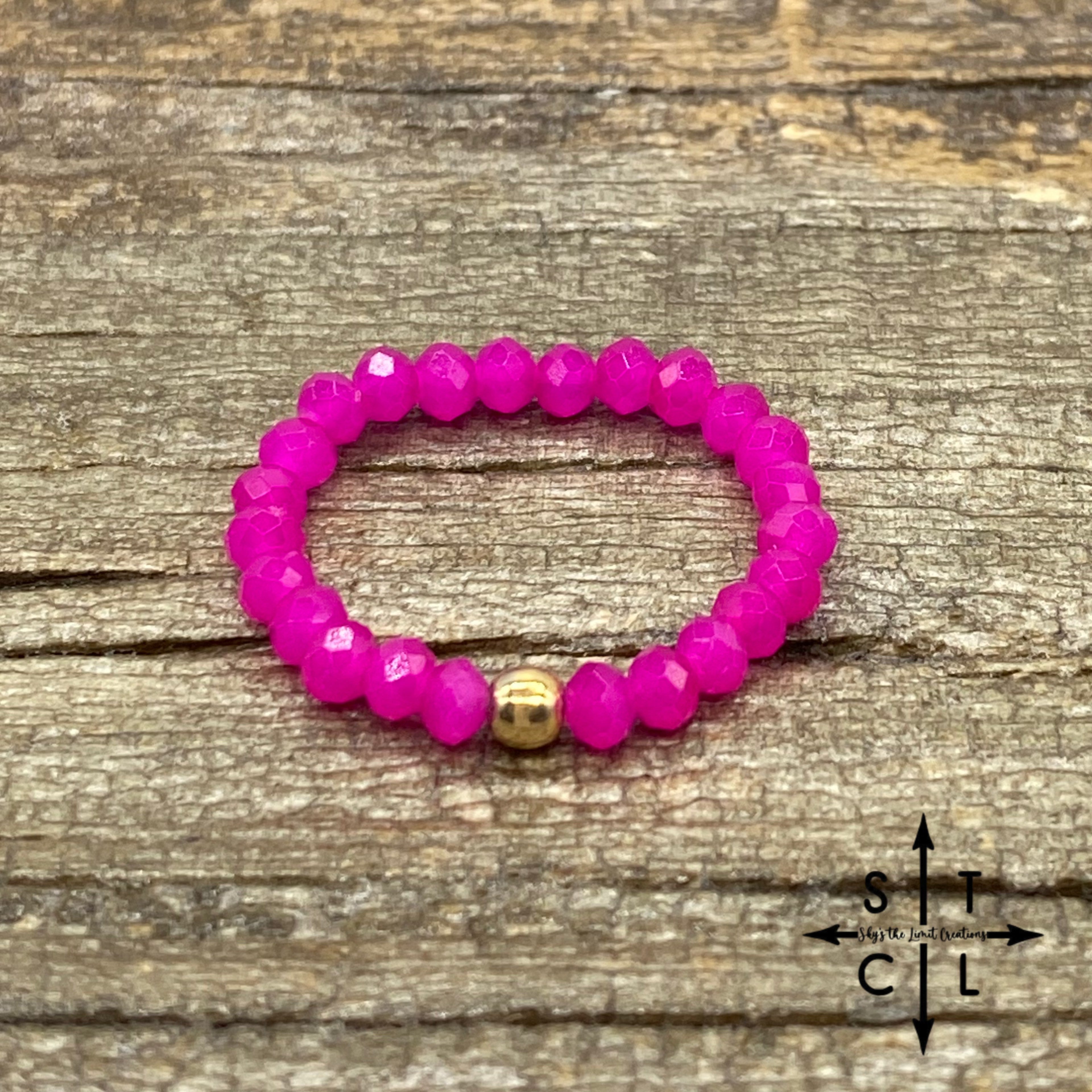 Hot Pink Crystal Stretch Ring