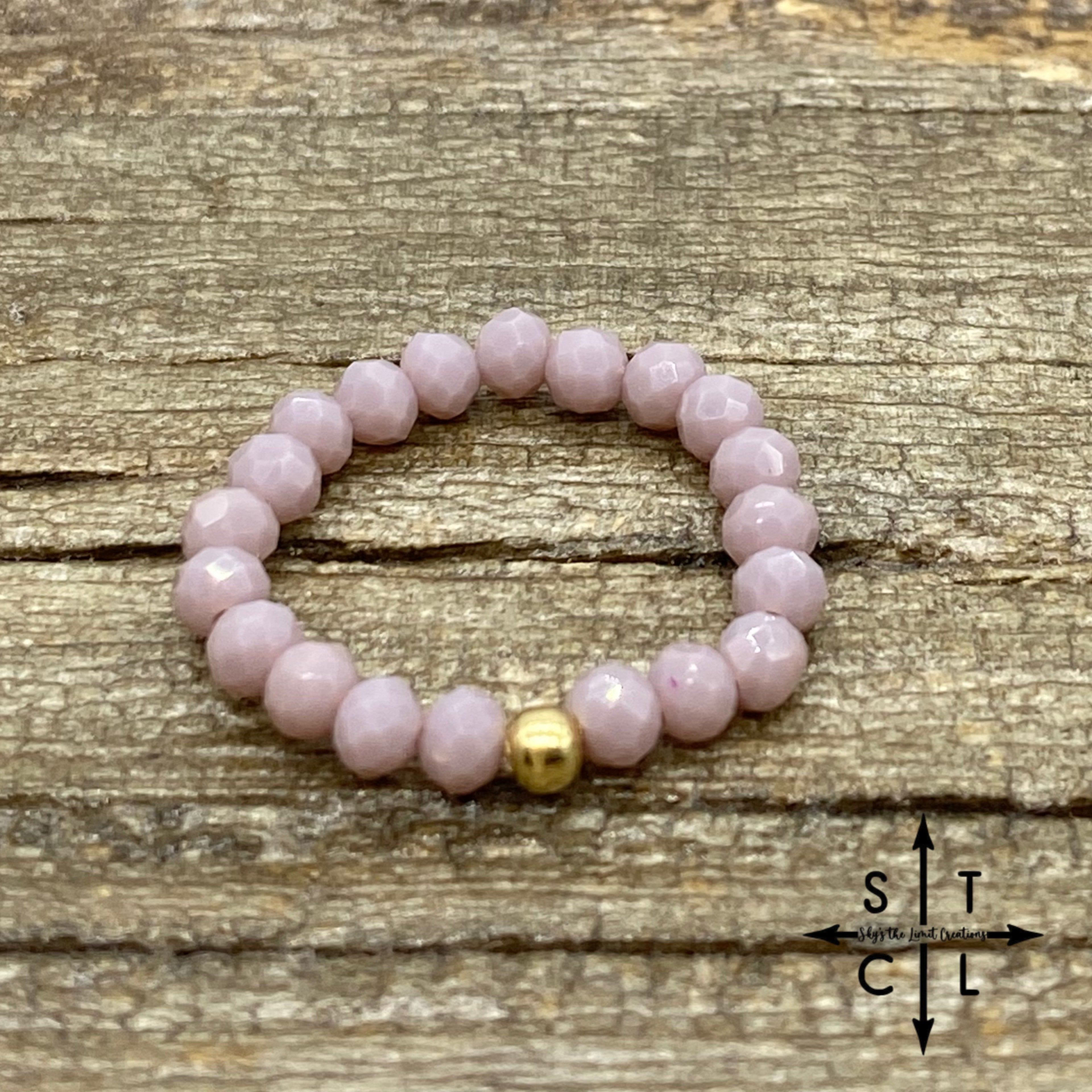 Mauve Purple Crystal Stretch Ring