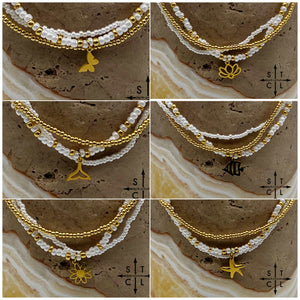 Pearl White Gold Stretchy Anklet