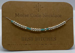 Load image into Gallery viewer, Morse Code Necklace BEST BITCHES Silver
