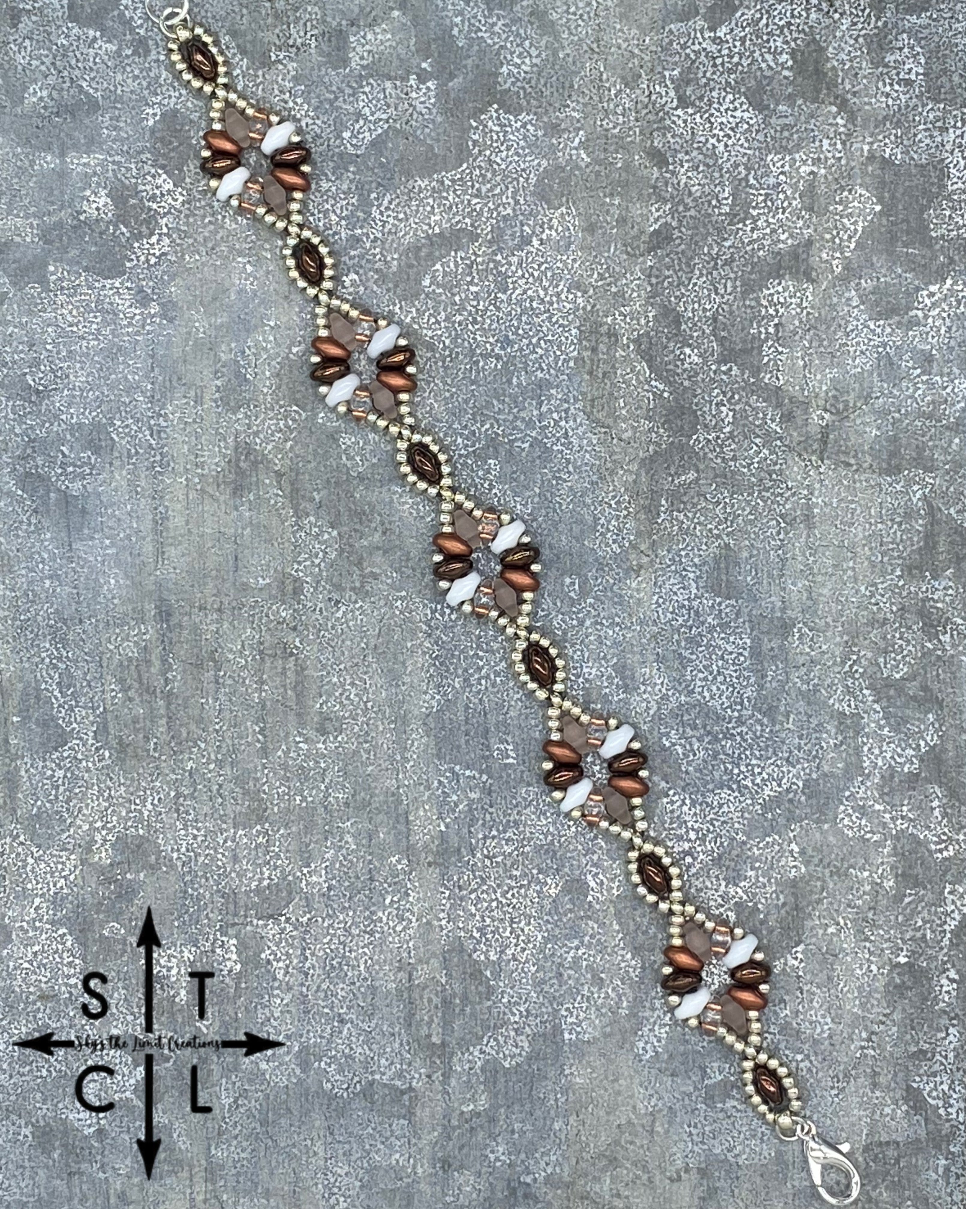 Brown White Copper Clear Silver Dallis Bracelet