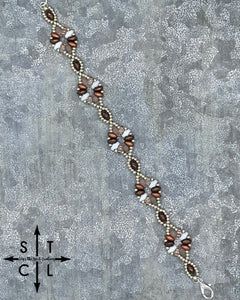 Brown White Copper Clear Silver Dallis Bracelet