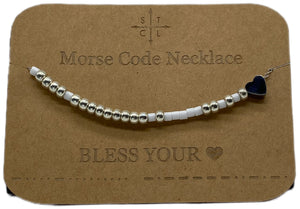 Morse Code Necklace BLESS YOUR🖤 Silver