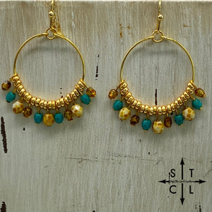 Rebecca Mini Earrings Clear Brown Turquoise Picasso Bone