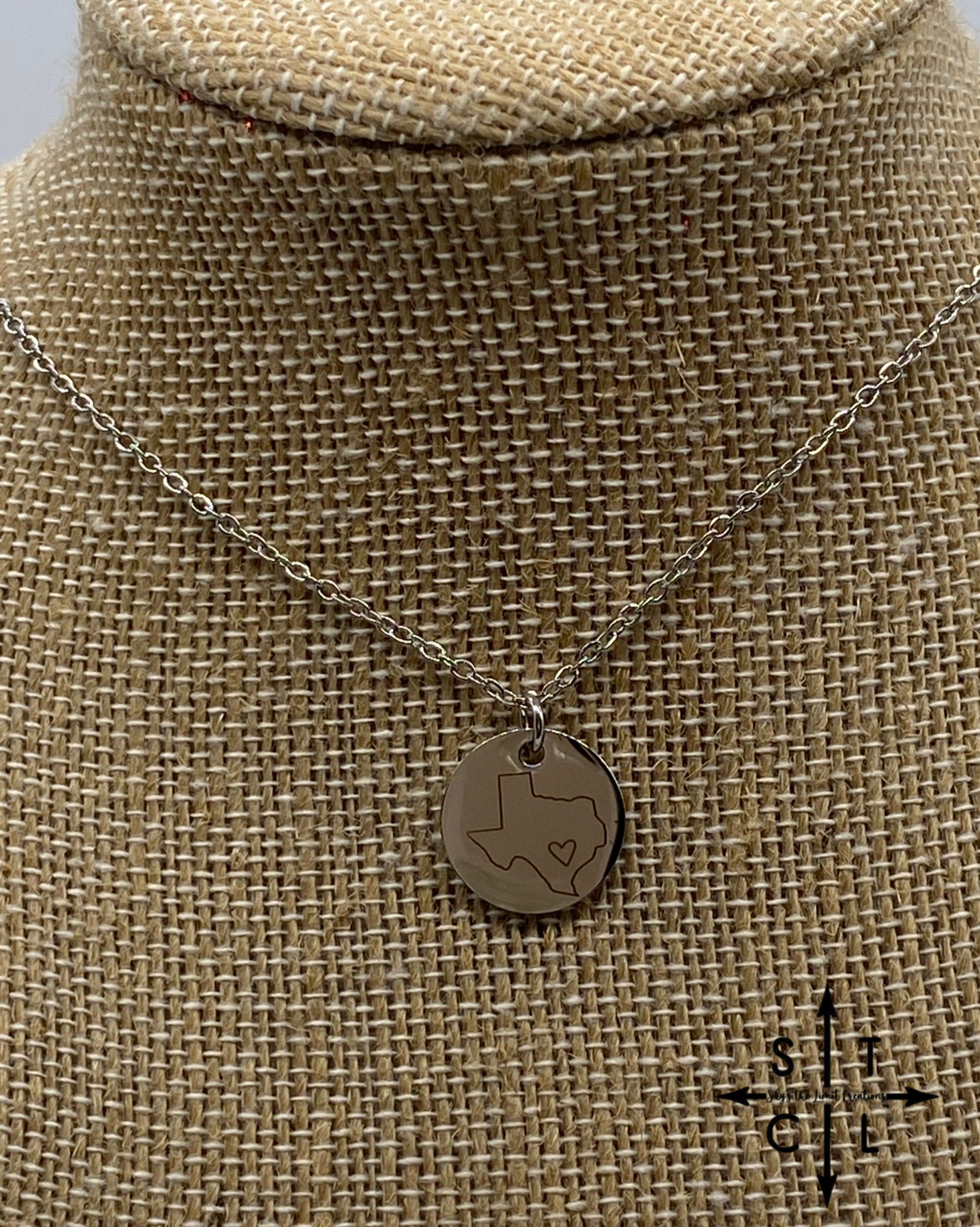 Round Laser Engrave Texas With Heart