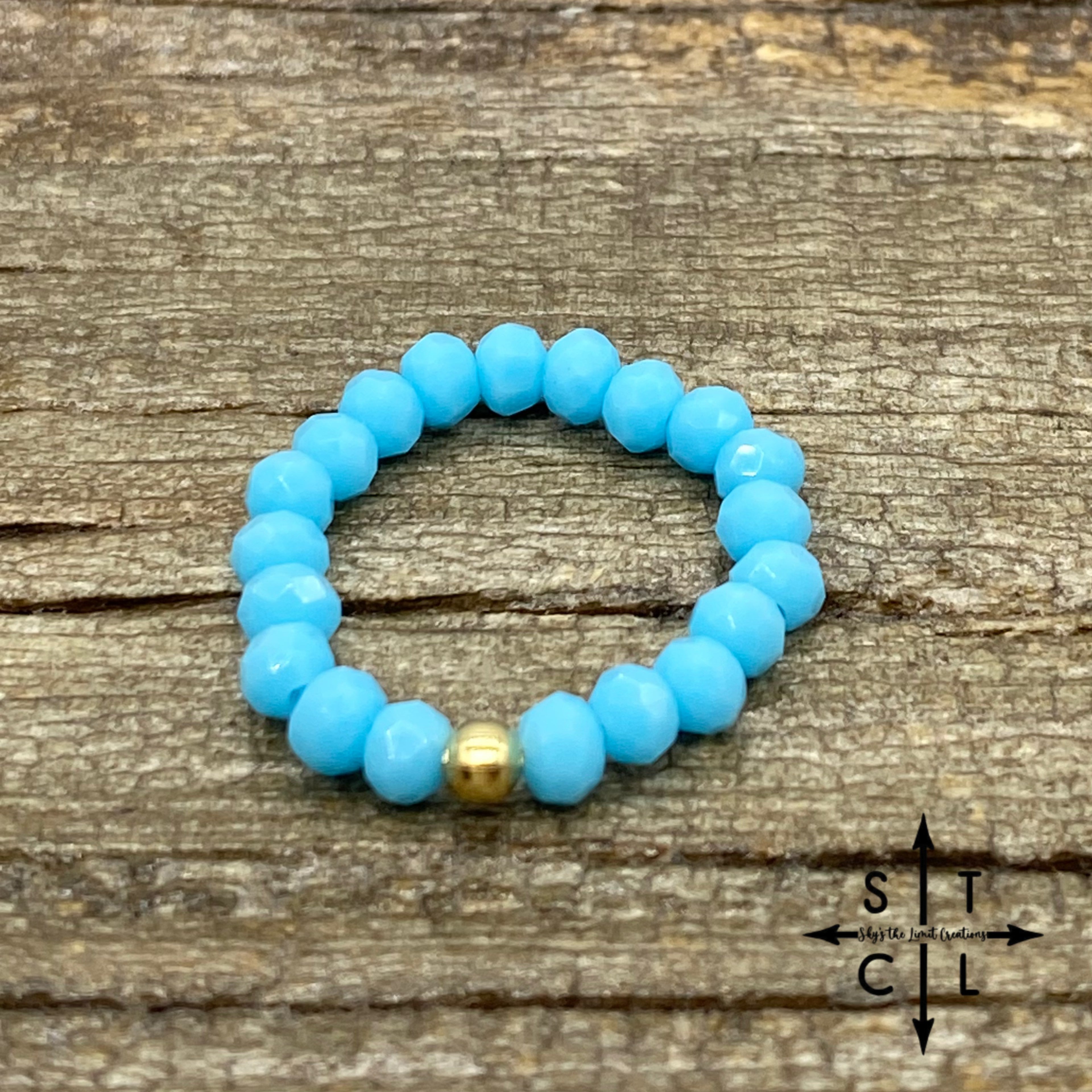 Light Blue Crystal Stretch Ring