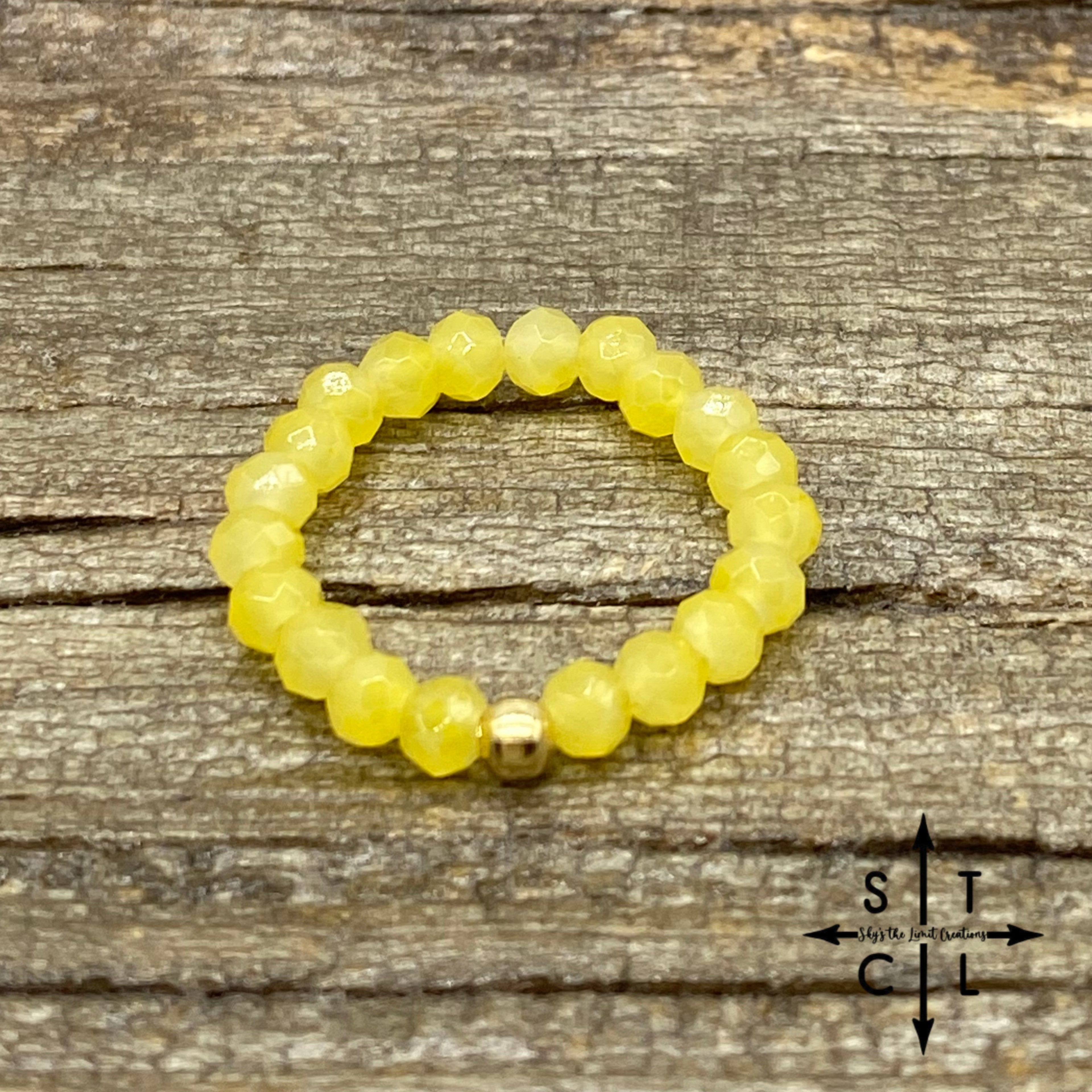 Clear Dark Yellow Crystal Stretch Ring