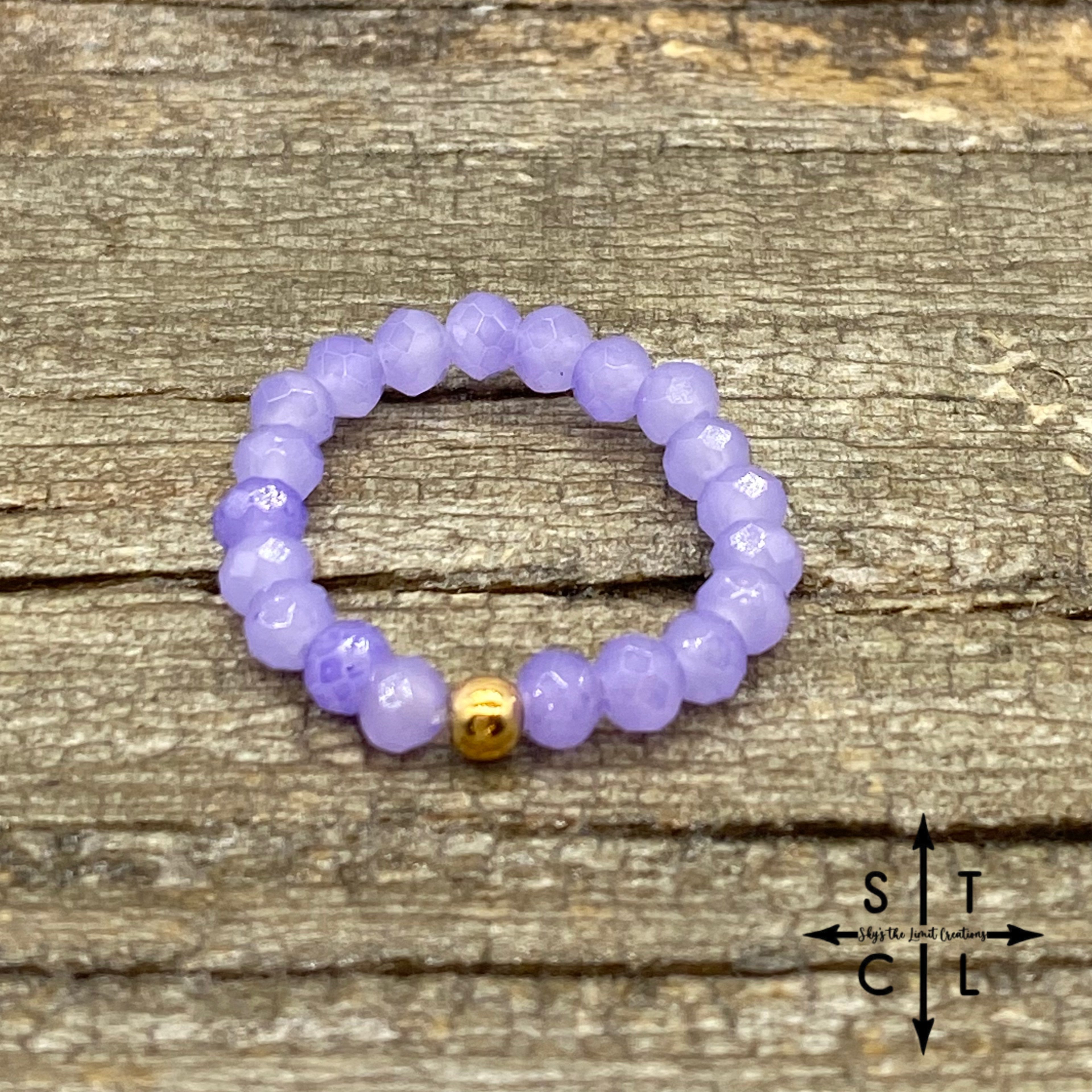 Clear Purple Crystal Stretch Ring