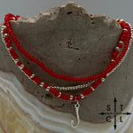 Load image into Gallery viewer, Red Silver Stretchy Anklet
