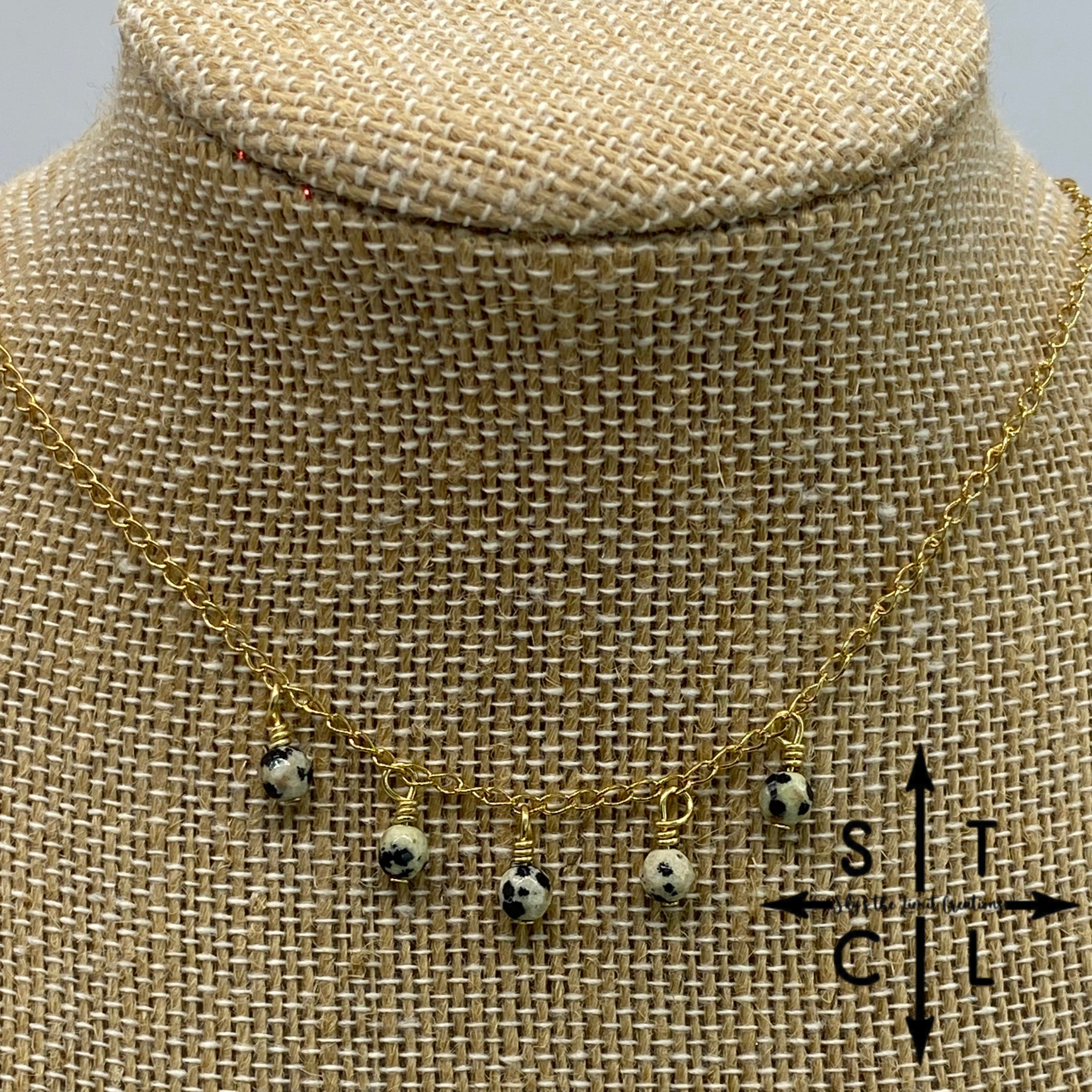 Dalmation Jasper Gold Katy Necklace