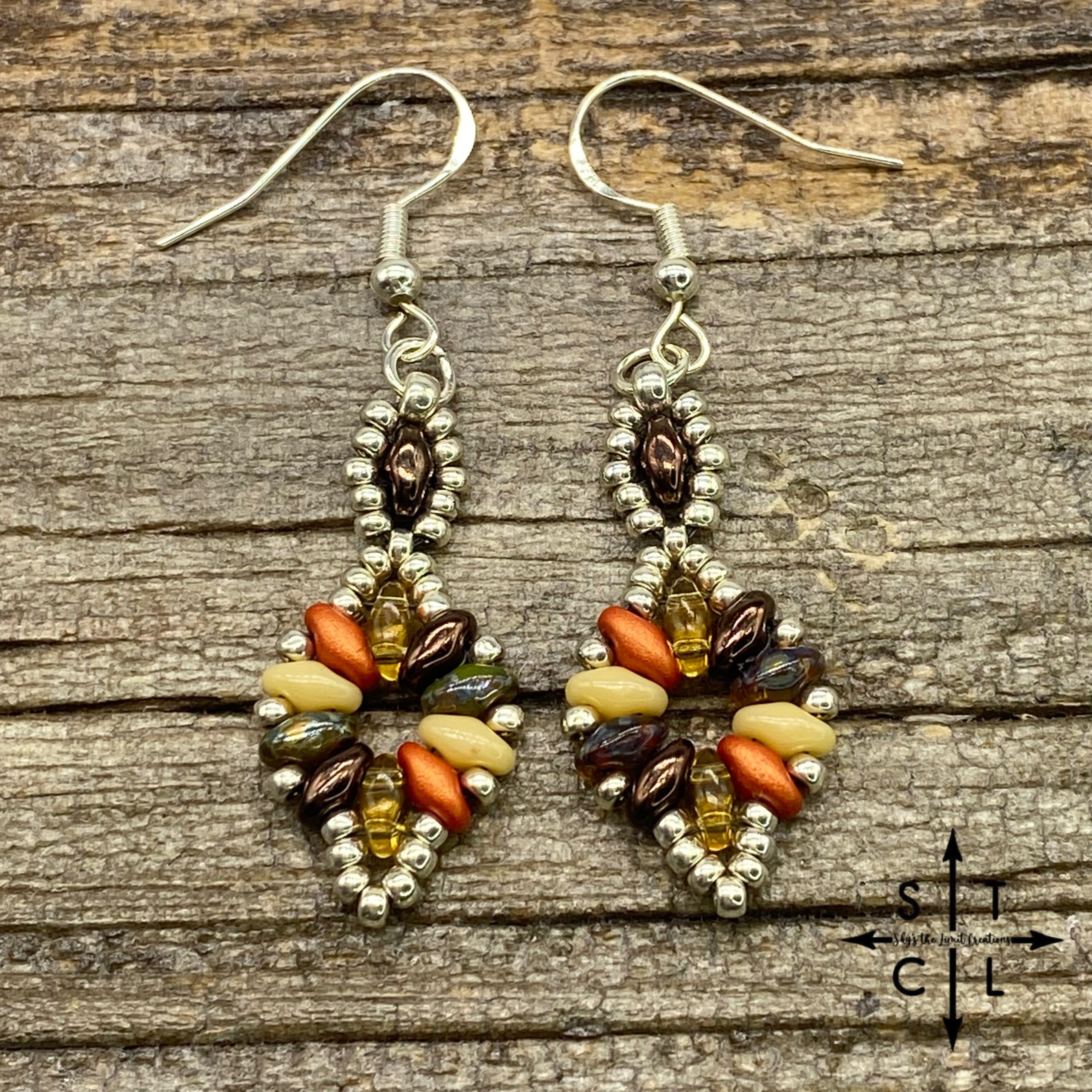Brown Orange Amber Beige Dallis Earrings