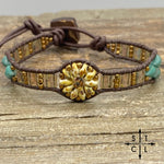 Load image into Gallery viewer, Picasso Bone Picasso Amber Turquoise Daisy
