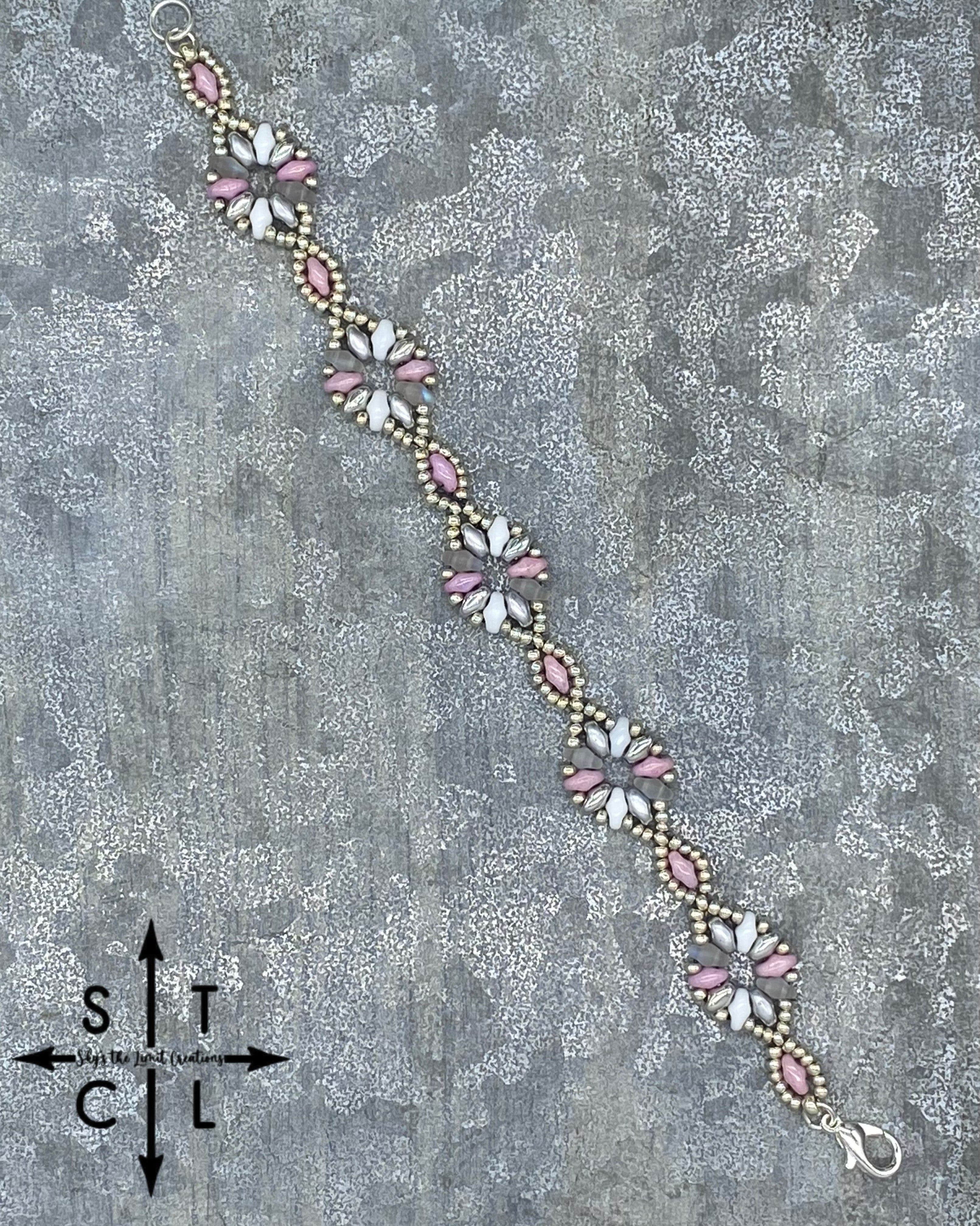 Lilac White Silver Clear Dallis Bracelet