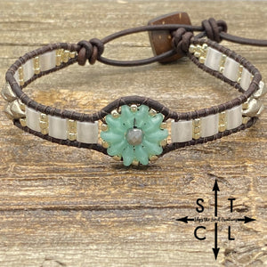 Seafoam Green Pearl White Matte Silver Daisy