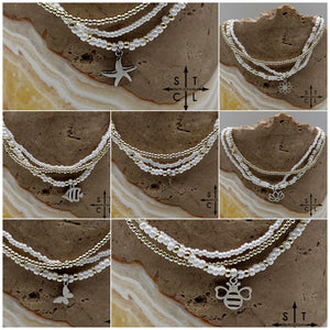 Pearl White Silver Stretchy Anklet