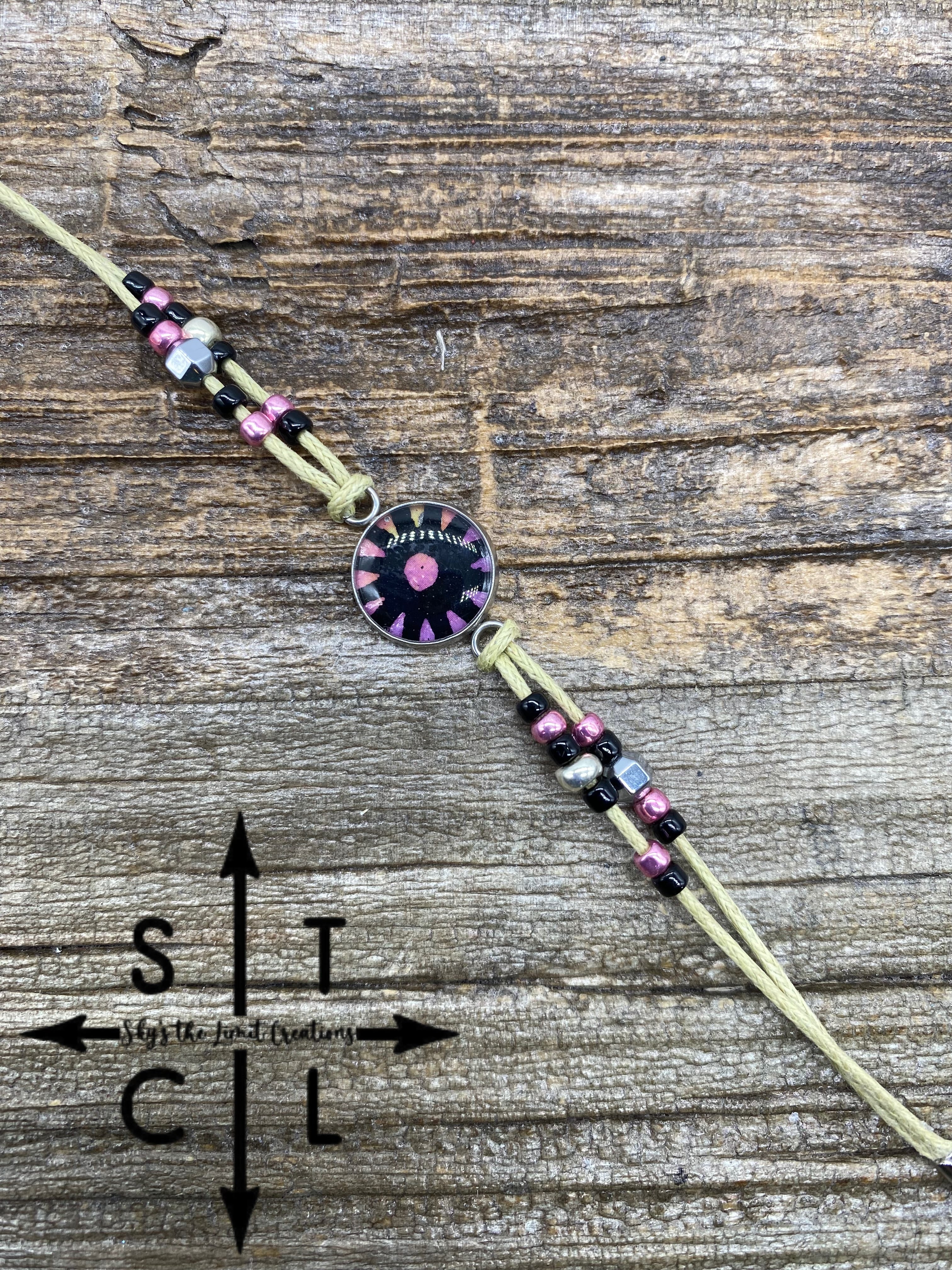 Pink Black Resin Center Cindy Bracelet