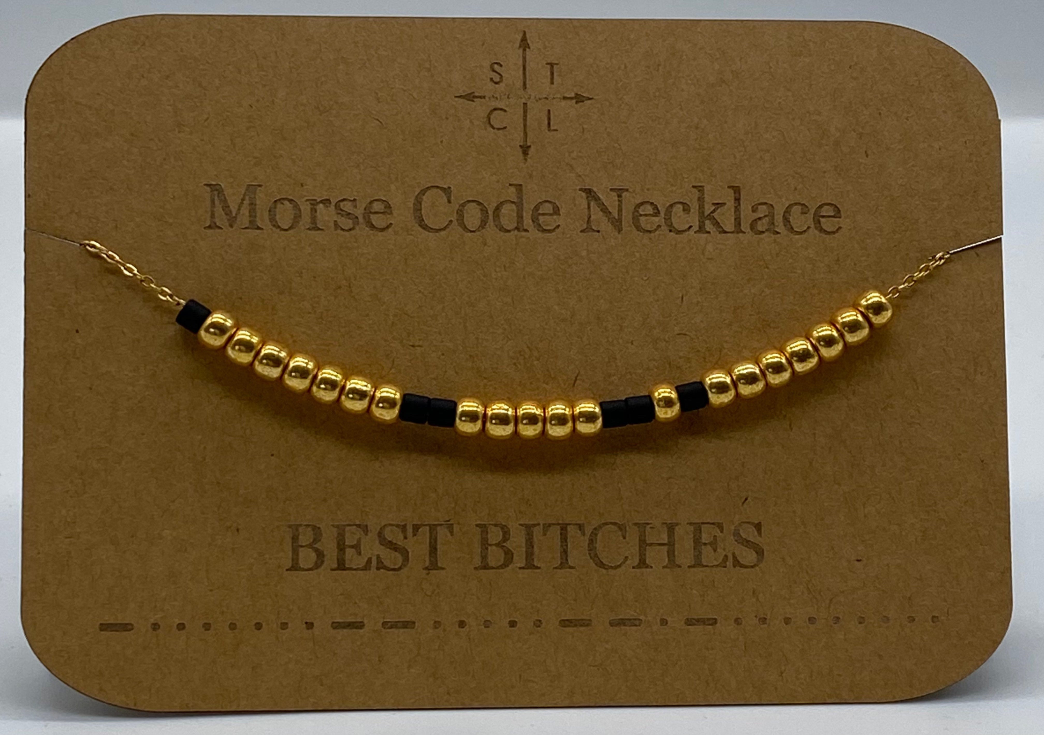 Morse Code Necklace BEST BITCHES Gold