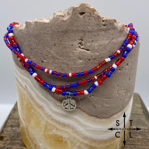 Red White Blue Peace Stretchy Anklet