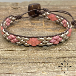 Christine Pink Opaque Pink Matte Silver Bracelet