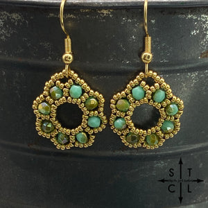 Turquoise Gold On Gold Amanda Earrings