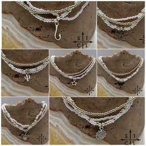 Pearl White Silver Stretchy Anklet