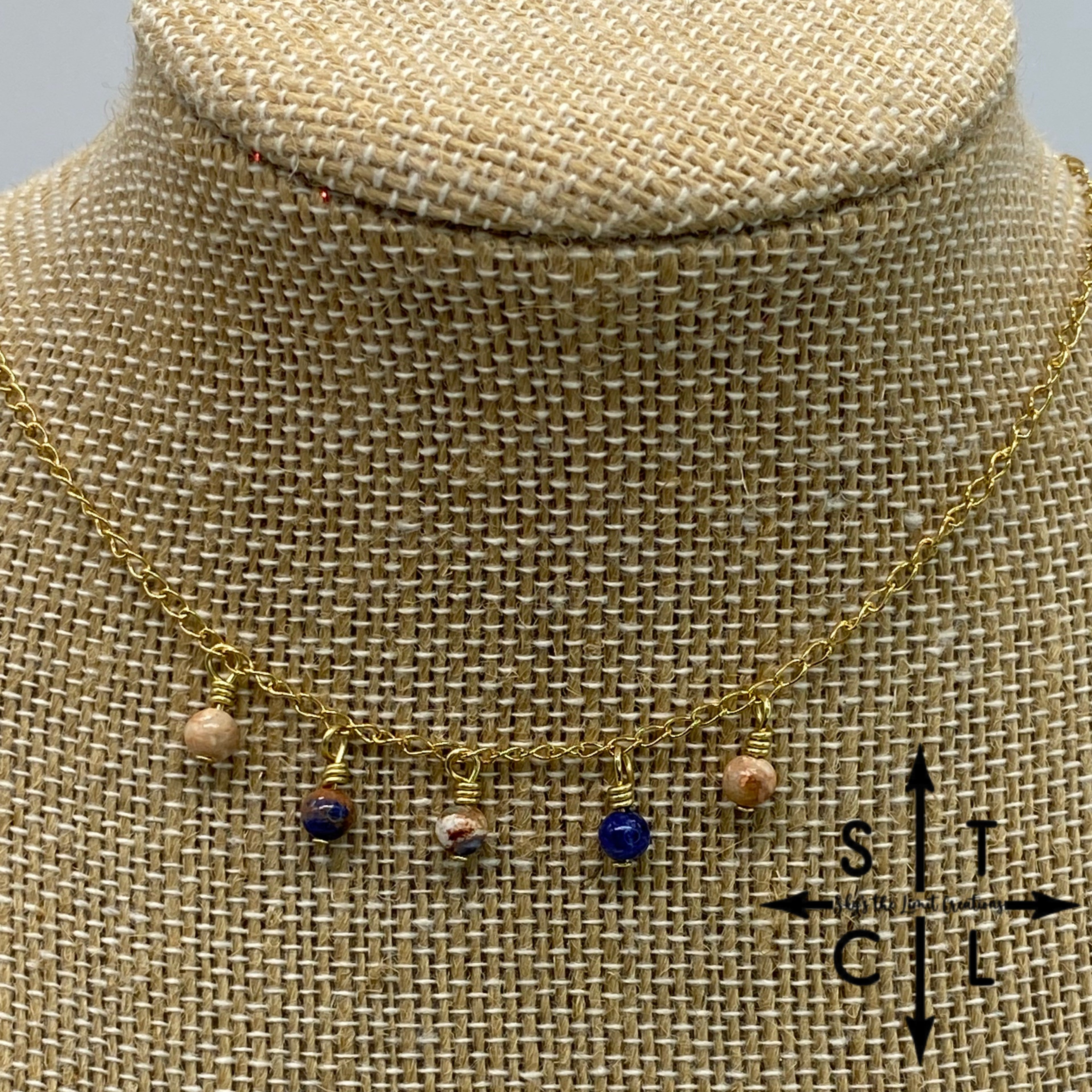 Blue Peach Beige Gold Katy Necklace