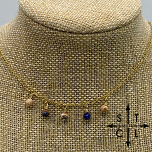 Blue Peach Beige Gold Katy Necklace