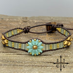 Load image into Gallery viewer, Mint Green Matte Gold Daisy
