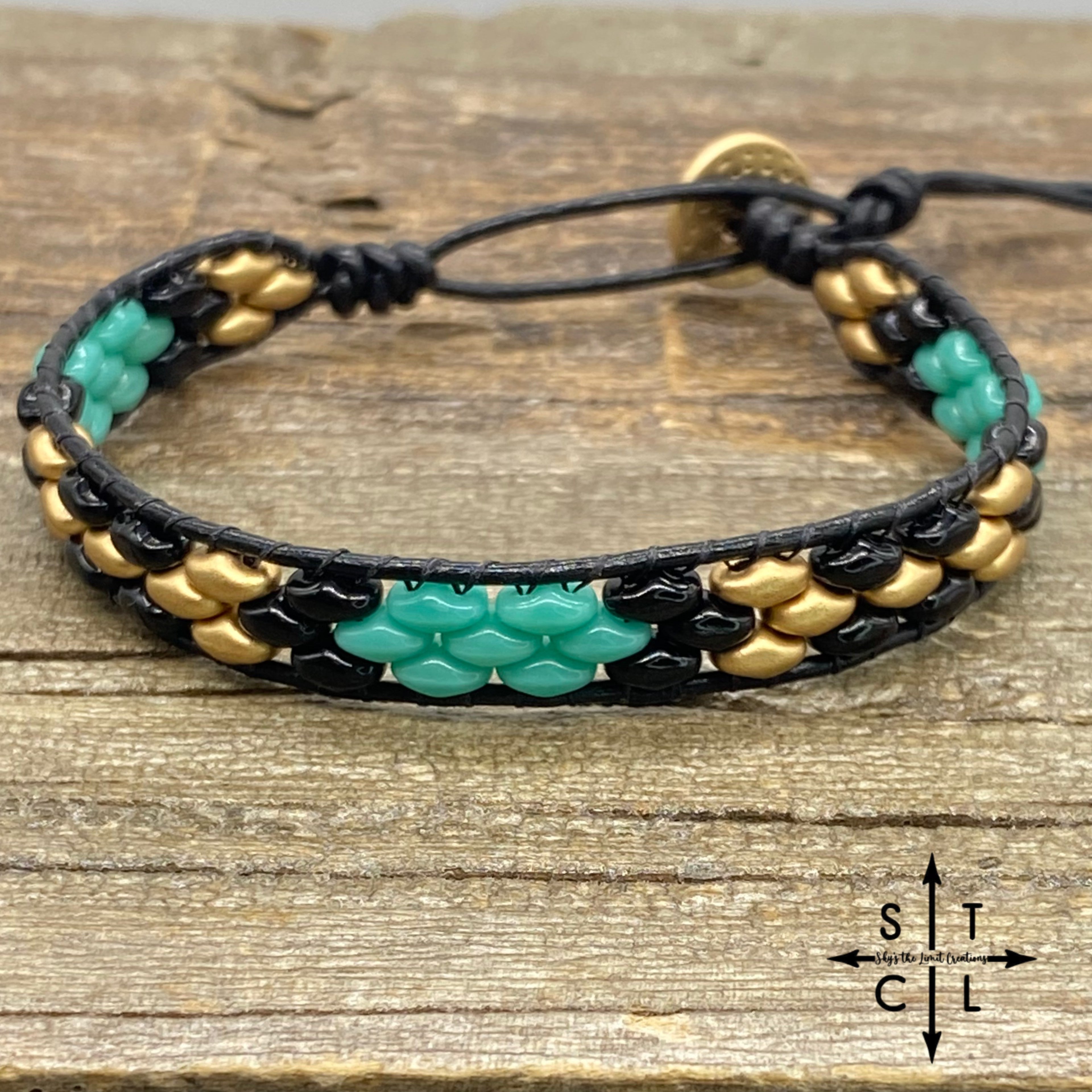 Christine Turquoise Matte Gold Black Bracelet