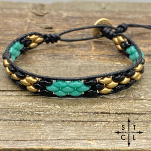 Christine Turquoise Matte Gold Black Bracelet